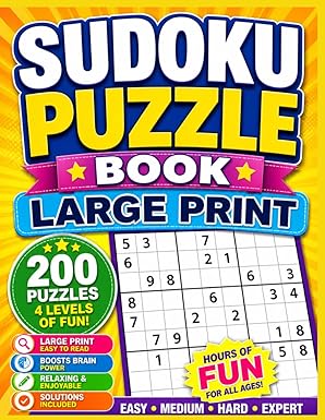 Sudoku: 200 Puzzles. Medium Difficulty. Large print. For Adults, Teens, Tweens, Seniors and Sudoku lovers.